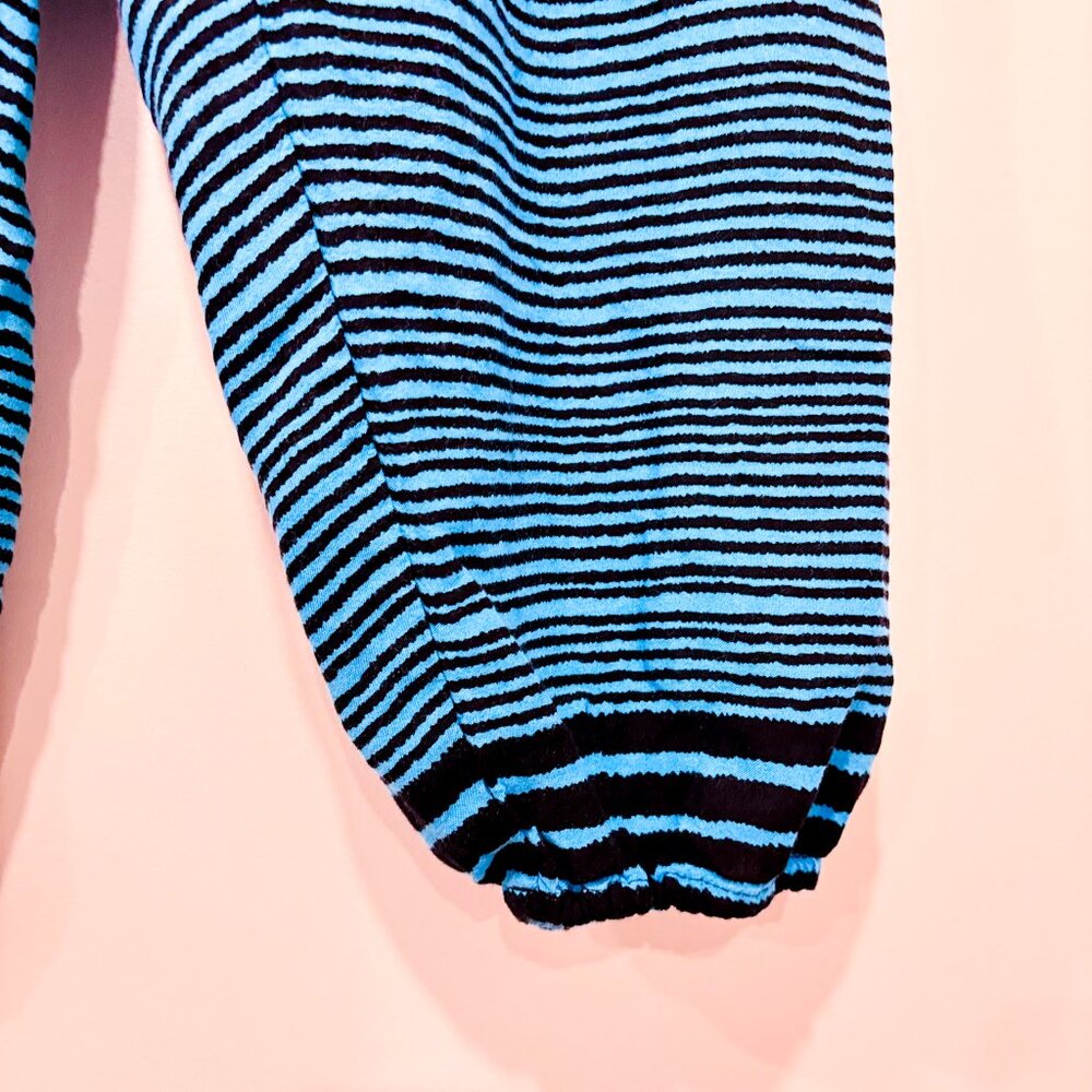 LOFBAZ Black & Blue Striped Harem Pants | Boho Lightweight Viscose | Large * - Picture 8 of 8